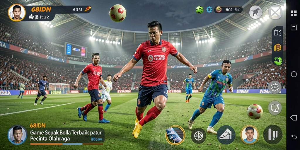 Tangkapan layar gameplay 68IDN yang menampilkan aksi sepak bola nyata.