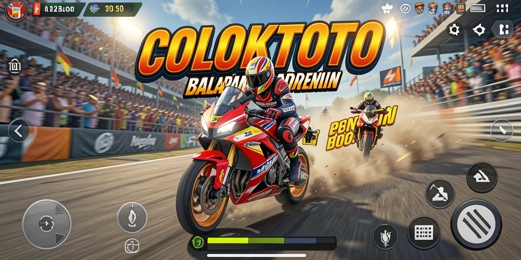 Gameplay COLOKTOTO: balapan motor yang seru dan mendebarkan.