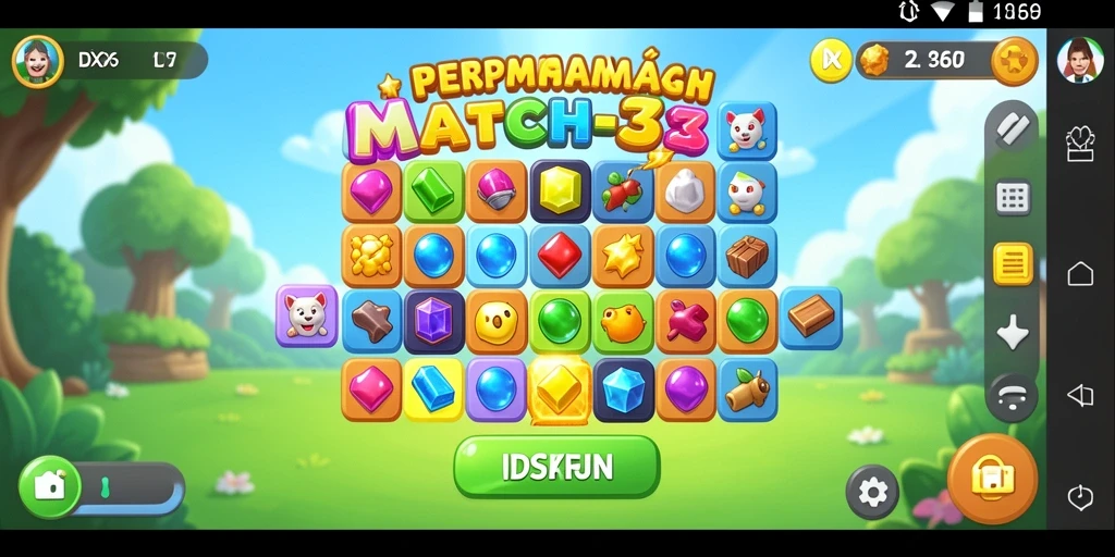 Tampilan gameplay seru dalam permainan Match-3 IDX66.
