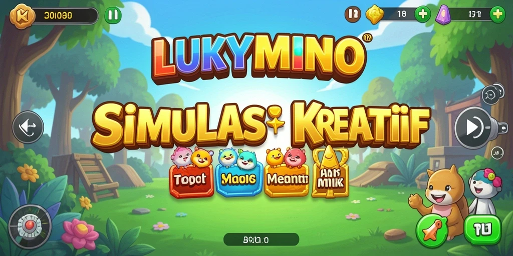 Screenshot dari gameplay LUKYMINO yang menunjukkan kreativitas dalam simulasi.