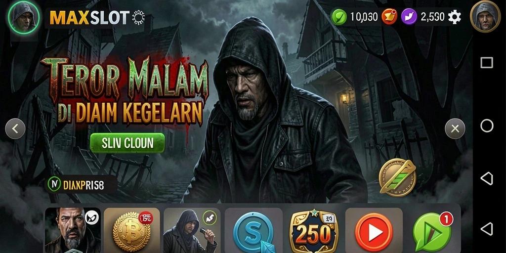 Screenshot gameplay MAXSLOT menampilkan suasana horror yang mencekam.