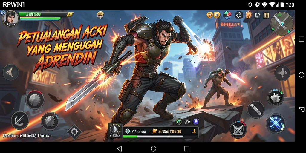 Screenshot utama RPWIN1 menampilkan aksi seru dalam gameplay.
