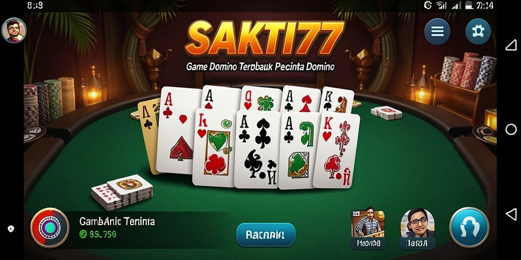 Gameplay SAKTI77 menampilkan pemain yang bersaing dalam permainan domino.