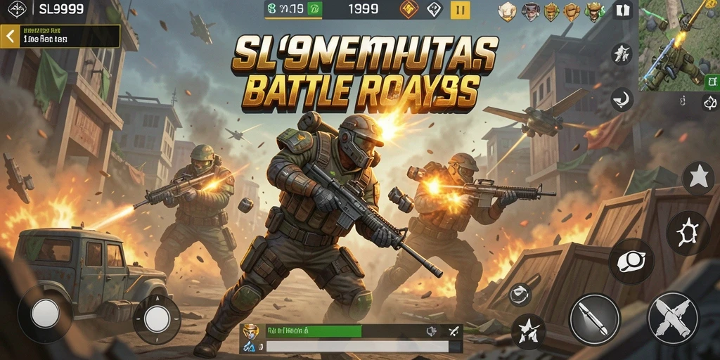 Tangkapan layar dari gameplay SL999 yang penuh aksi di arena Battle Royale.