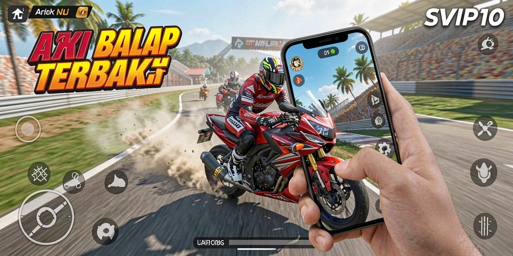 Tampilan gameplay balap motor yang mendebarkan di SVIP10.