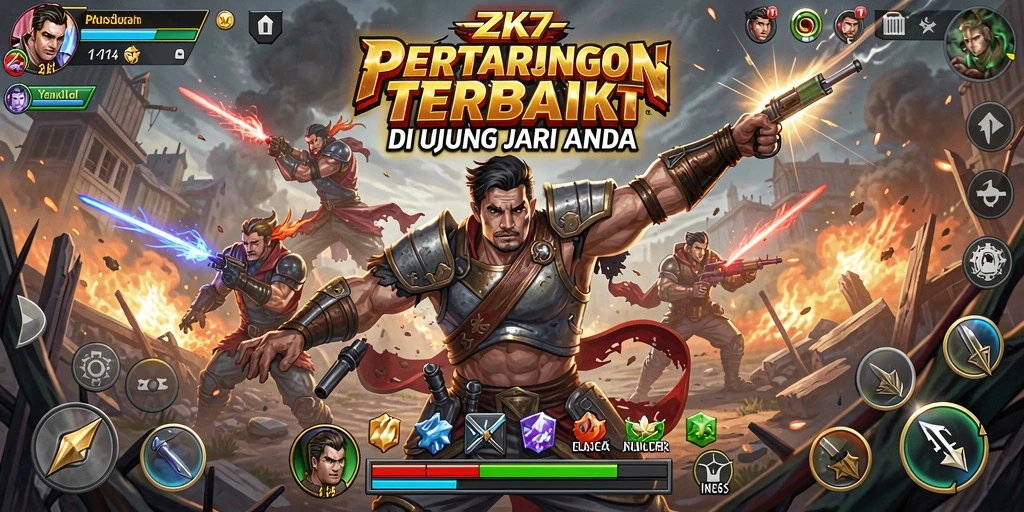 Gameplay ZK7 menampilkan pertarungan seru dengan berbagai karakter.